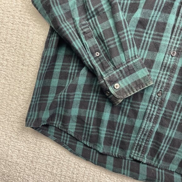 Faded Glory Green / Blue Plaid Flannel Long Sleeve Button Up Mens L Outdoor - Picture 6 of 14